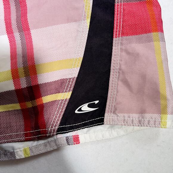 O'Neill Plaid Boardshorts Men's 37W Zip Side Pocket Hook & Loop &Tie String - Picture 5 of 11